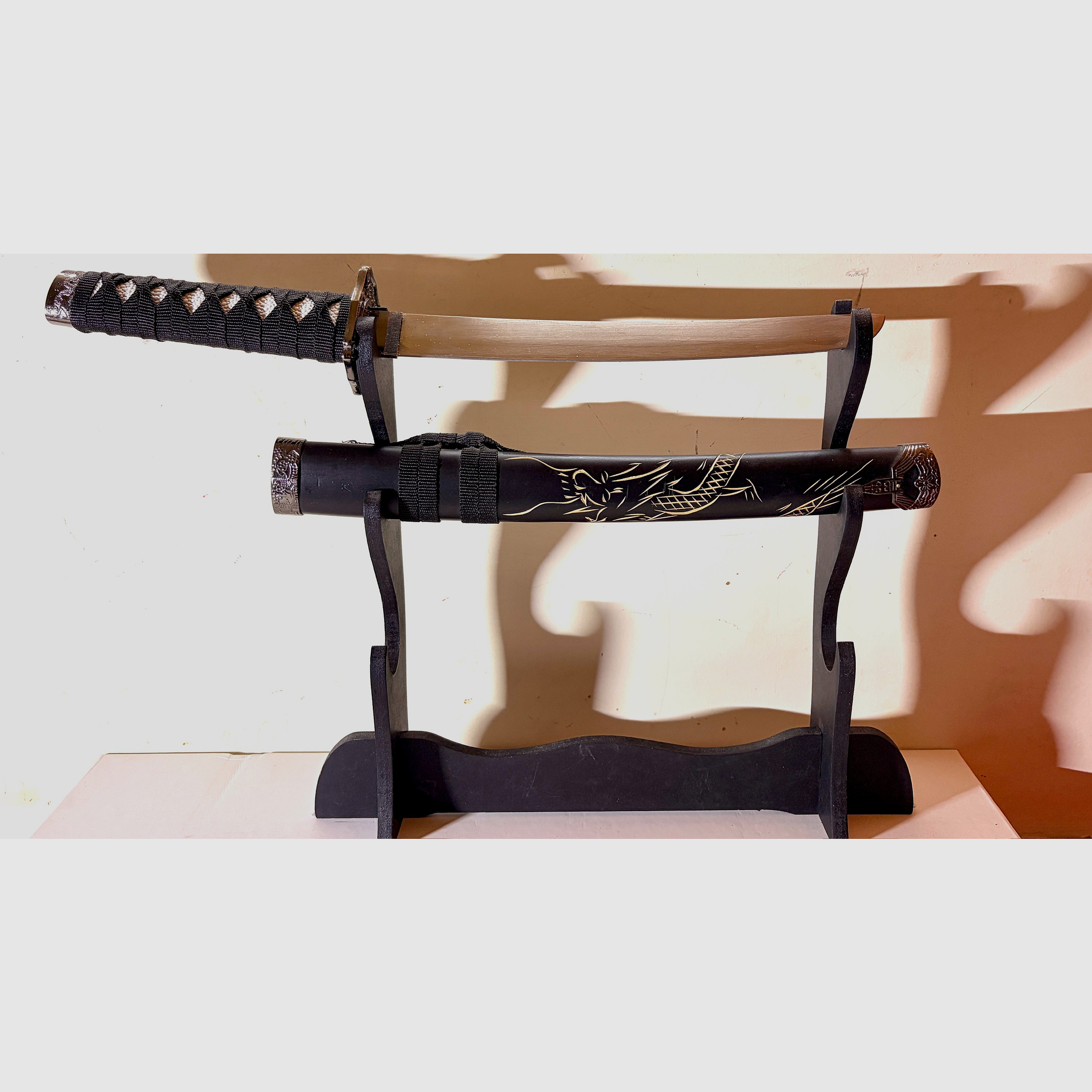 Samurai Schwerter Set Marui – 3-teiliges Katana Daisho Set mit Drachengravur & Ständer