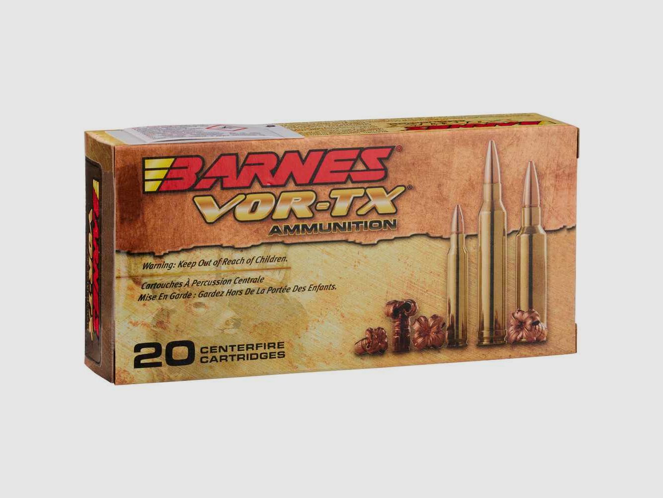 Patronen .223 Rem., Vollmantel Vor-TX TSX Bleifrei 55grs (3,6gr) 20 Patronen - Barnes