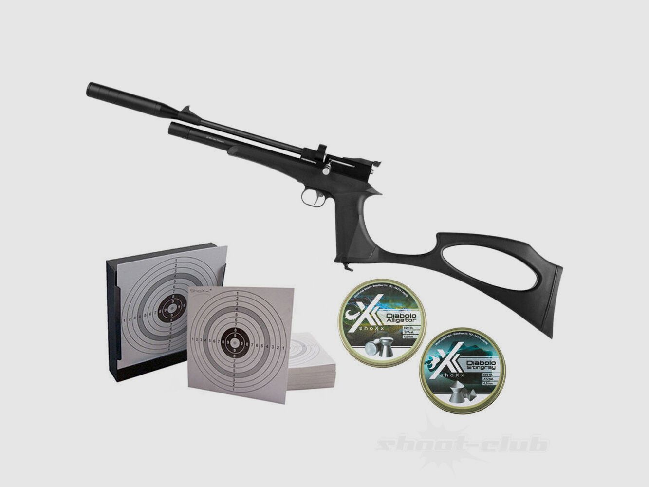 Diana Bandit Black Persluchtpistool 4,5mm Diabolos Kogelvanger Set