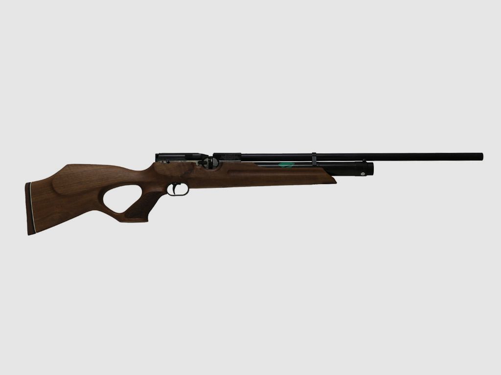 Pressluftgewehr Weihrauch HW 100 T F.S.B., Nussbaumholz-Lochschaft, langer Lauf, Laufmantel, Kaliber 4,5 mm (P18)