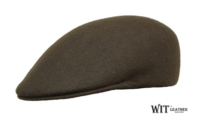Jagdschiebermütze Withleather in Moosgrün, Wollfilz, Ausverkauf