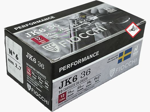 Fiocchi jacht hagelpatroon Performance JK6 36 Kal. 12/70