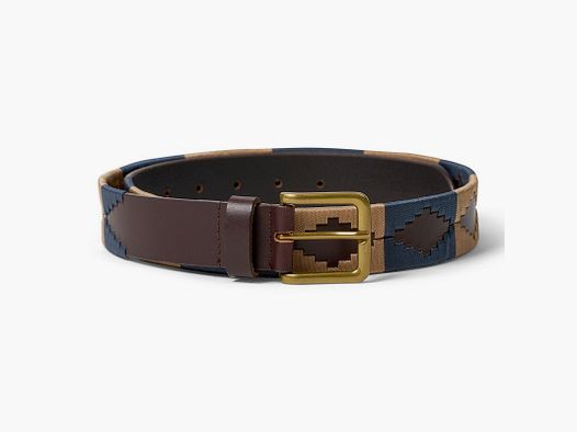 Hunter's unisex polo belt Monty blue beige - Length: 85 cm