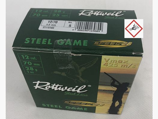 Rottweil Steel Game Vitesse Cartouche de fusil 12/70 28G 3,0mm