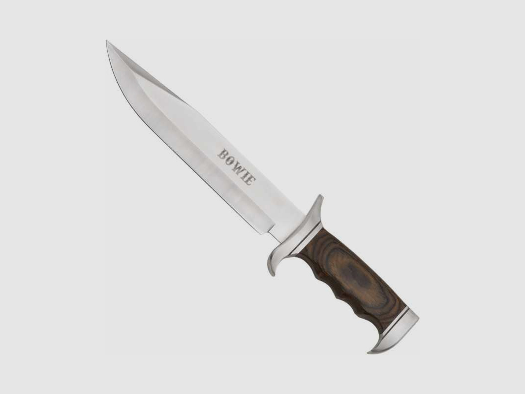 Haller Bowiemesser 440 Stahl Pakkaholz mit Lederscheide