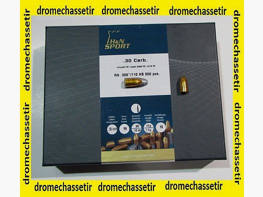 500 Geschosse H&N High Speed Rundkopf, 30M1, 110 gr