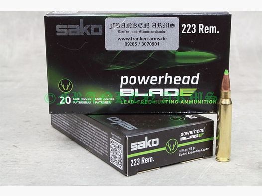 Sako Powerhead Blade .223Rem. 55gr. 3,56g 20 Stück Staffelpreise