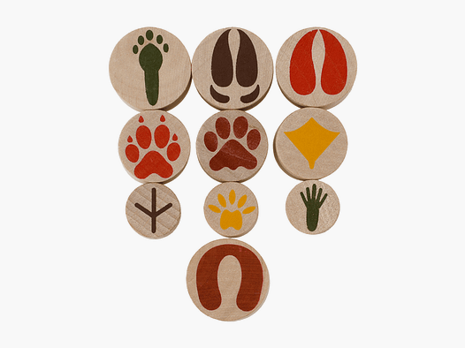 Wood stamp small "Animal tracks" (10 pieces)