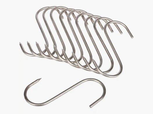 S-Haken Edelstahl – 10er-Pack Ausführung: belastbar bis 60 kg – Länge 16 cm. Ø 6 mm