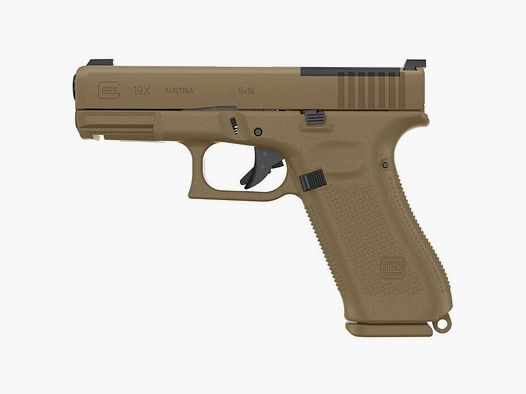Glock Pistole G19X MOS Pistol Set 9 mm Luger 4" / 10,2 cm Coyote, Crossover