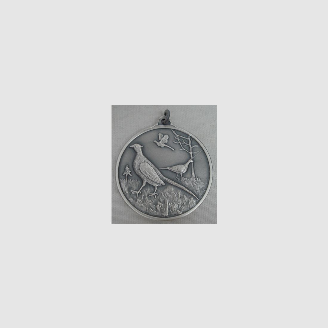 Jagdmedaille Fasan-altsilber - 40 mm, Ring und Öse