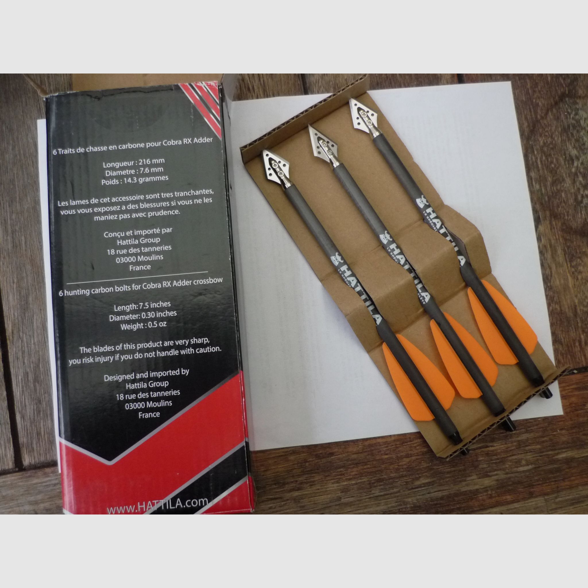 Strzały myśliwskie Hattila do kuszy. 7,5 cala 12 sztuk