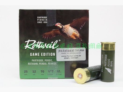 Rottweil Game Edition Rebhuhn 12/70 2,5mm 25Stück Staffelpreise
