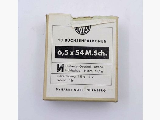 RWS (WZd.Fa.Rottweil) geweerpatronen 6,5x54M.Schönauer