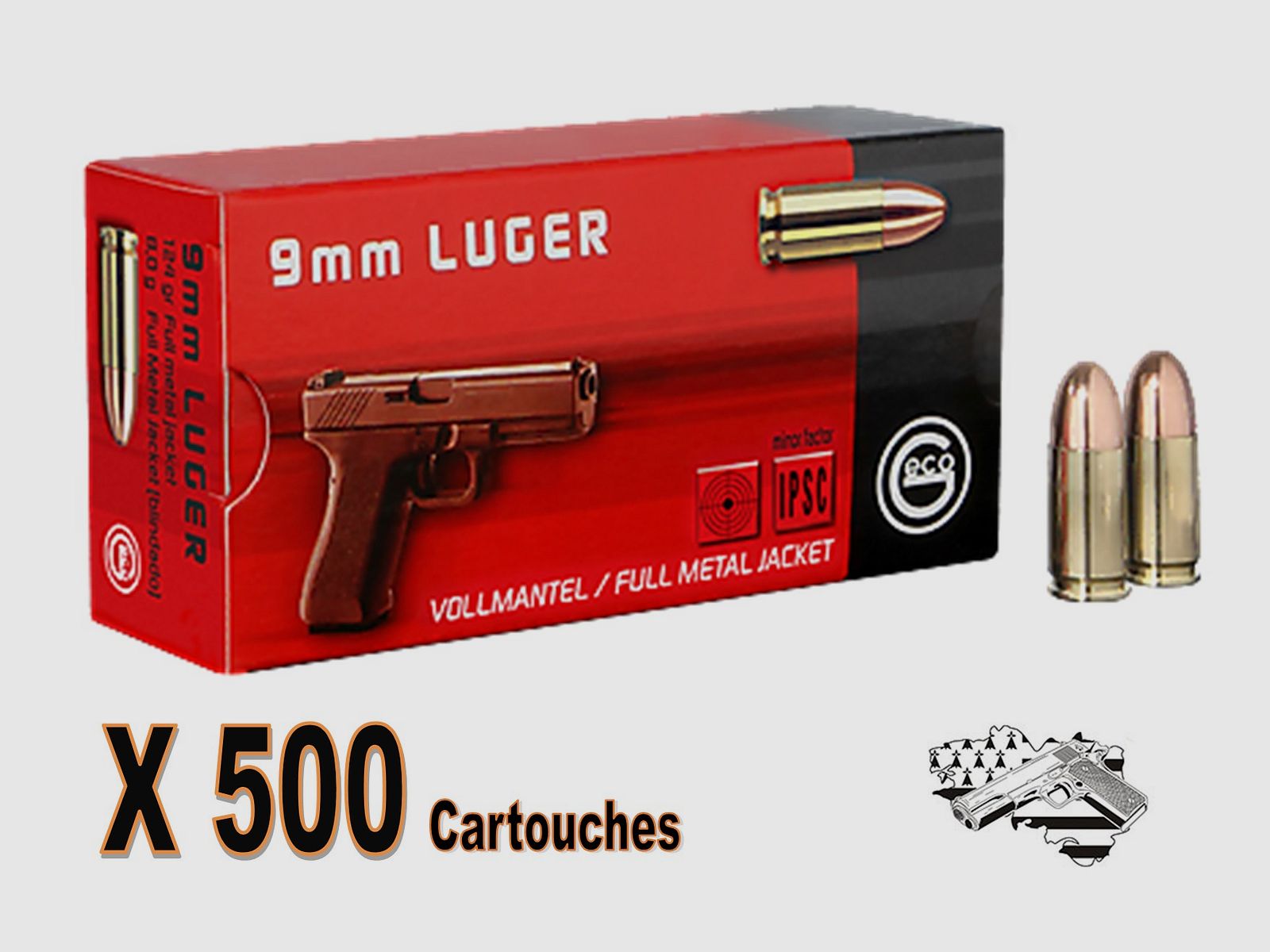 GECO 9×19 mm FMJ 124grs IPSC po 500, zdjęcie 1 z 2