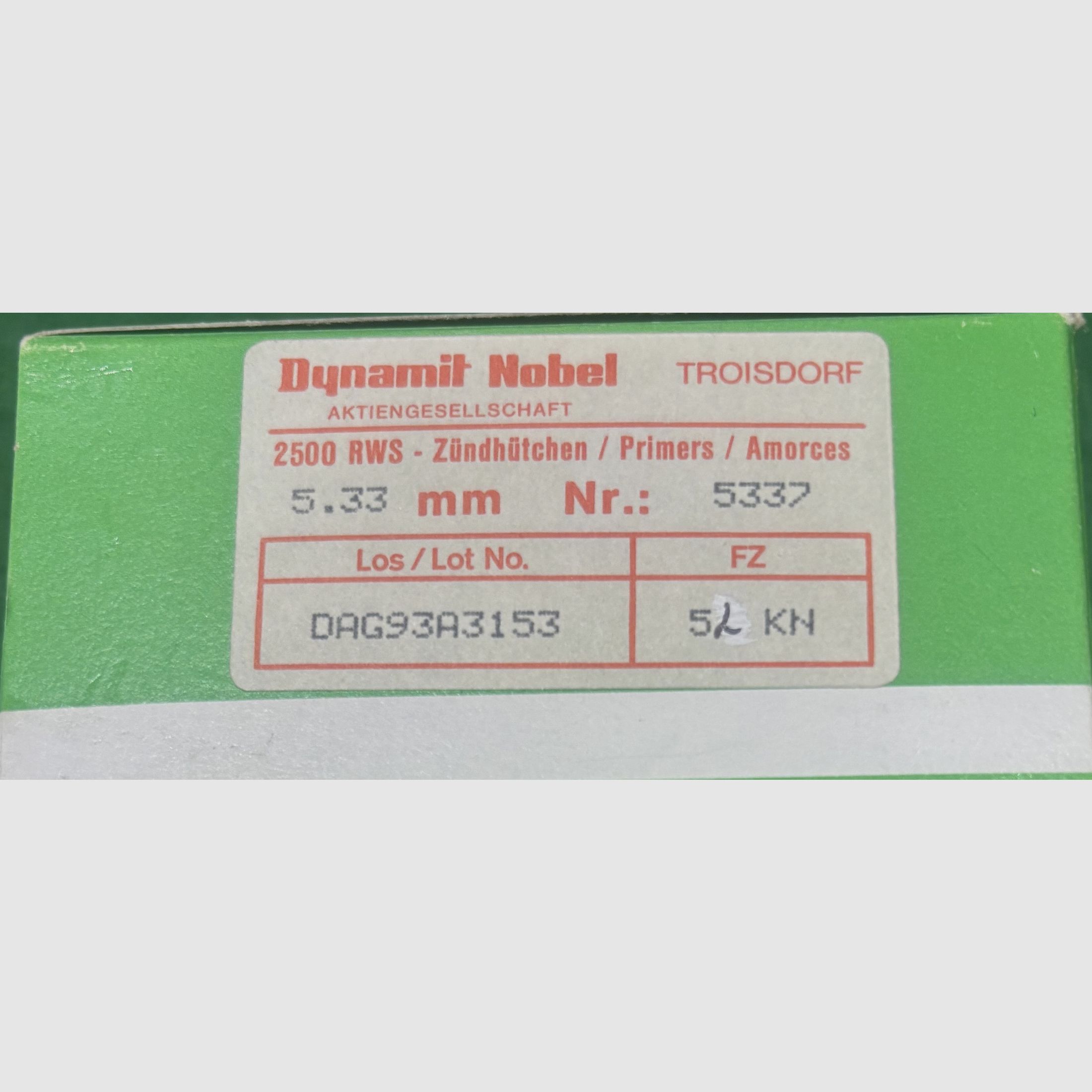 RWS Amboß-Zündhütchen 5,33 mm Nr. 5337 