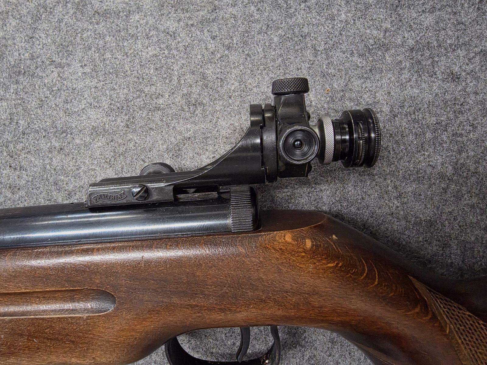 Fucile ad aria compressa molto vecchio Walther Mod. 53 Knicker con diottra senza marchio F degli anni '50/'60 cal. 4,5mm Diabolo, immagine 8 di 11