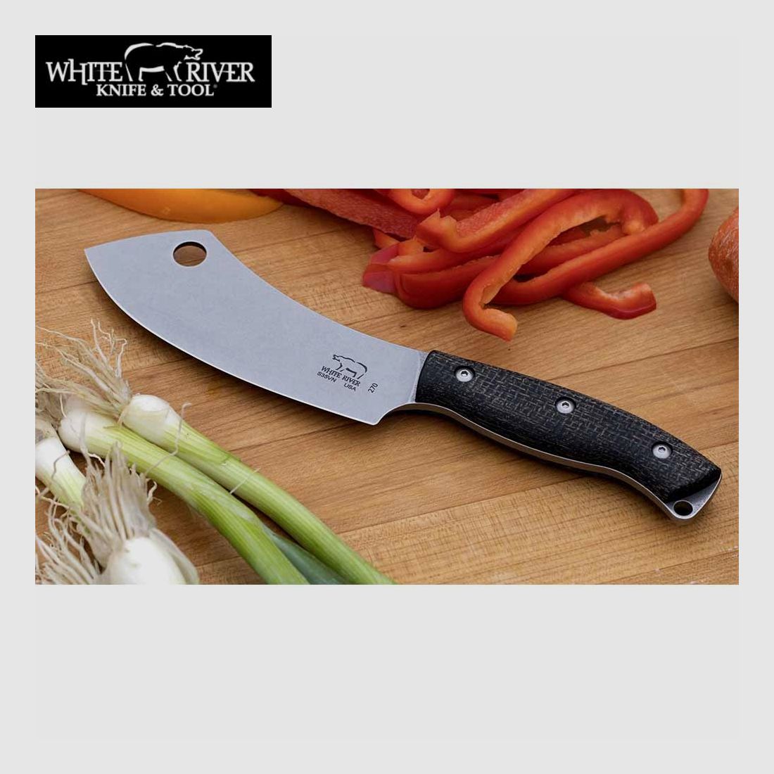 WHITE RIVER CAMP CLEAVER BLACK BURLAP MICARTA, immagine 2 di 3