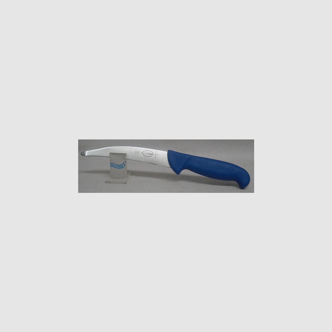 Dick Gekrösemesser gebogen - Klingenlänge:15cm,blauer Griff