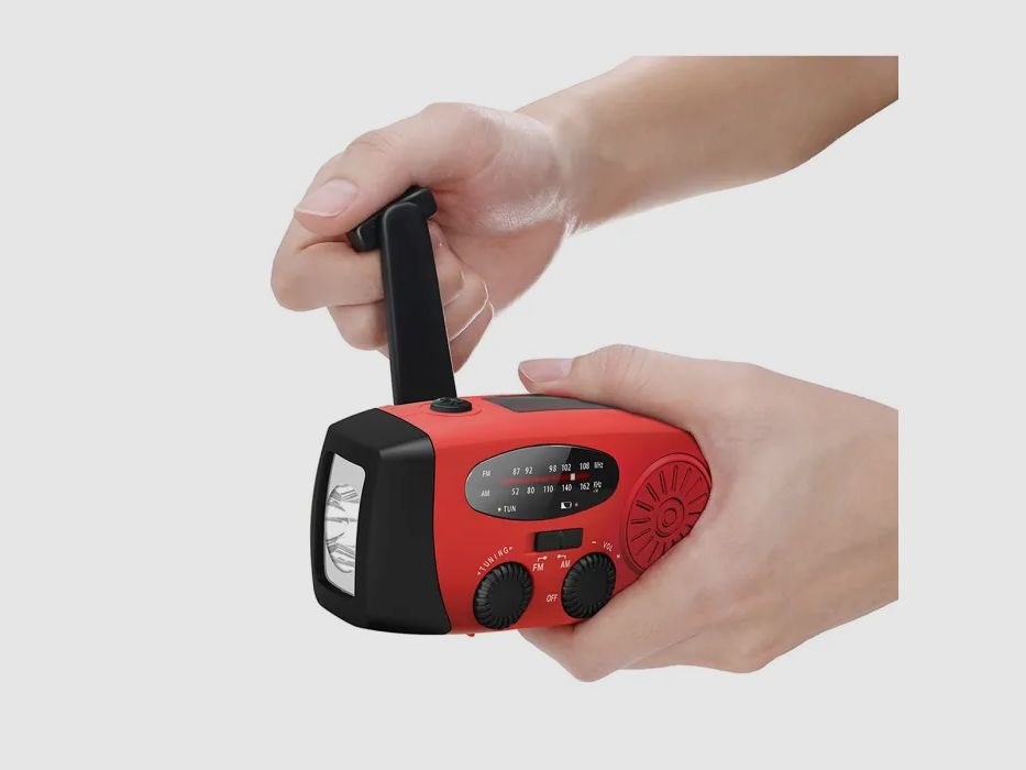 Kurbelradio FM/AM met powerbank en zonne-oplading