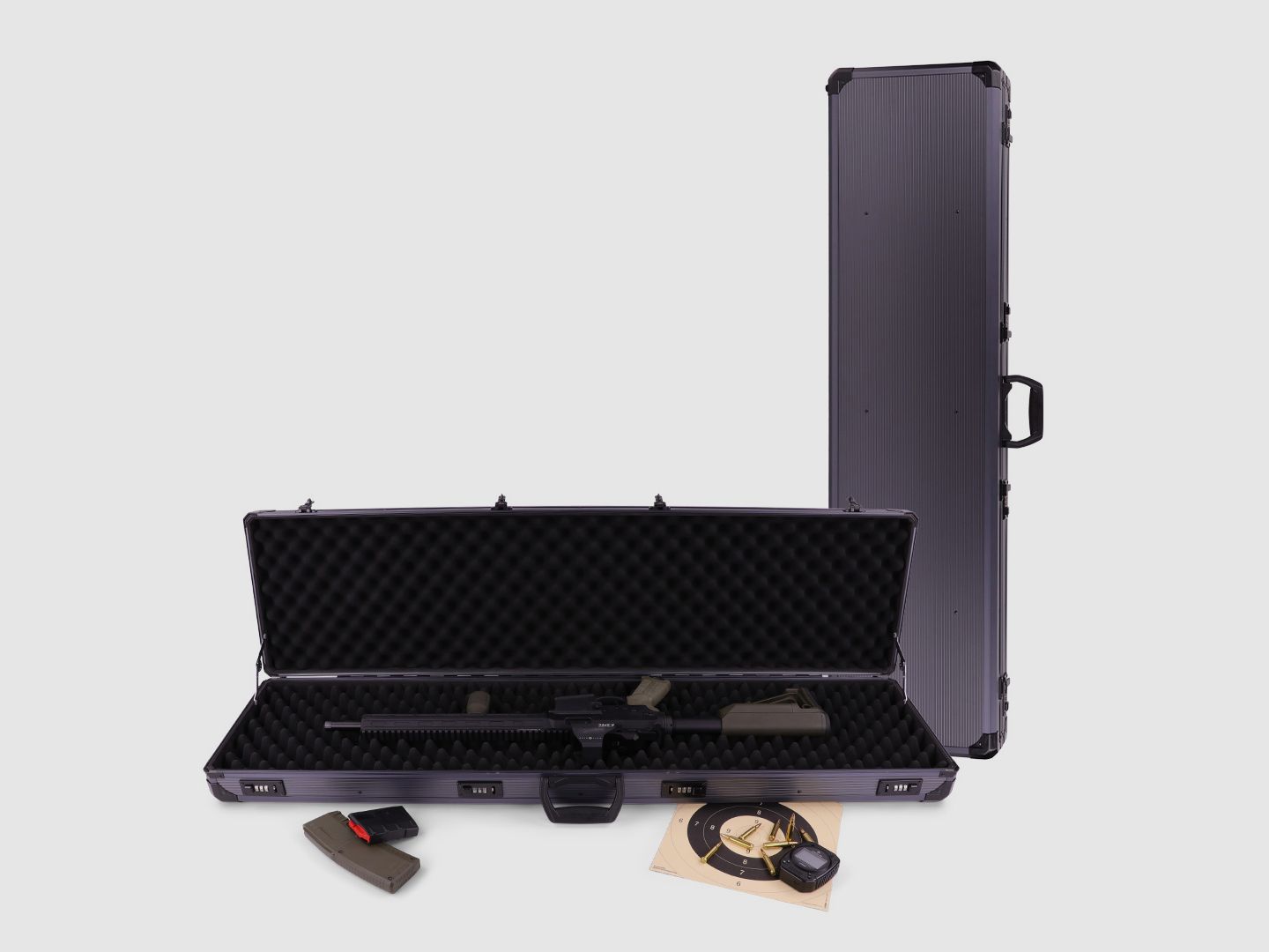 Custodia per fucile invernale W12 – lunghezza interna 119 cm – 1 fucile lungo – 4 serrature a combinazione – protuberanze (Grigio)