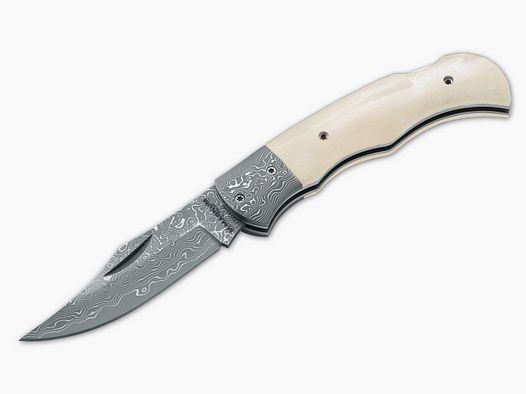 Taschenmesser mit Damast Messerklinge und Knochen §42a konform legal führen