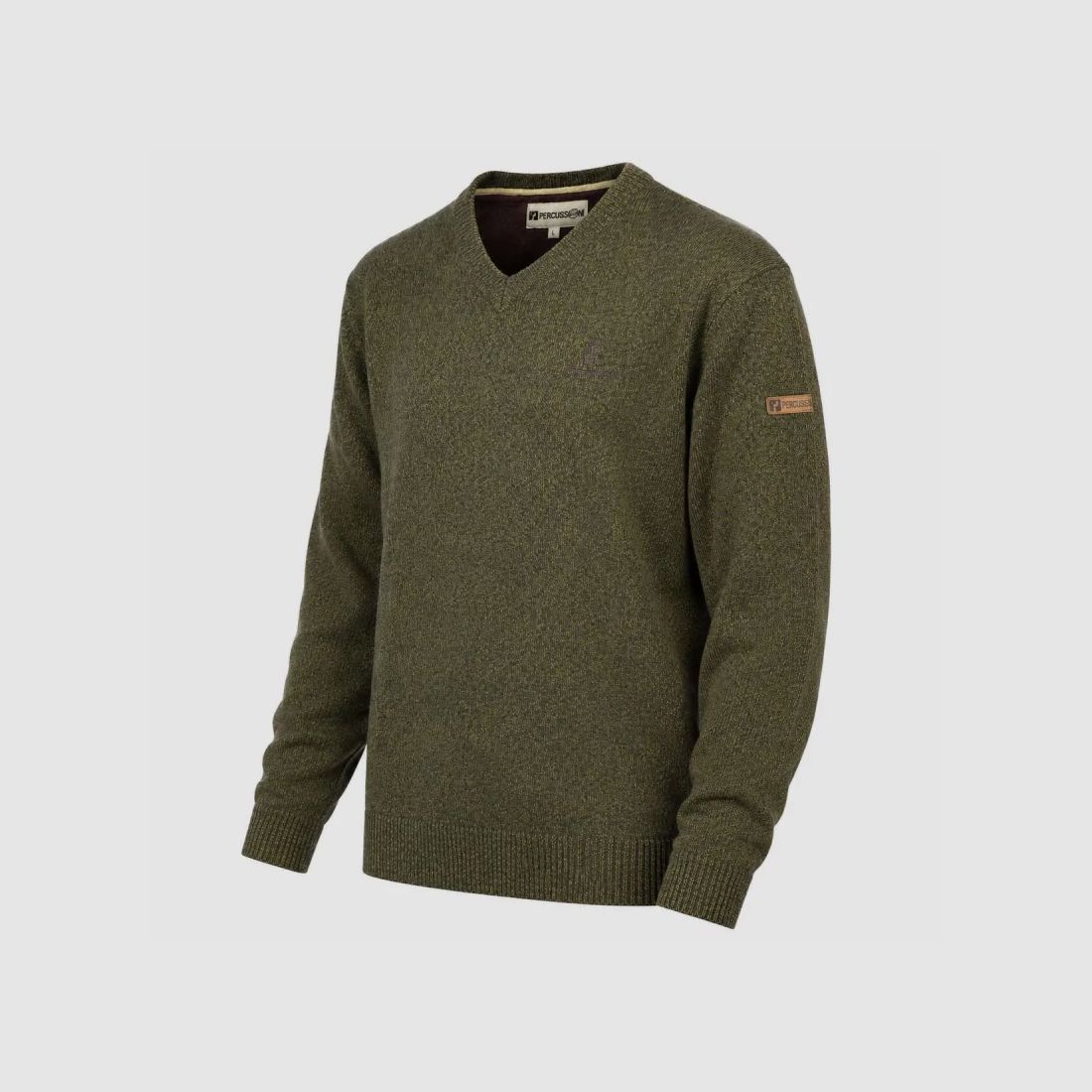 Maglione kaki a V 70% acrilico 30% lana - Maglia morbida mista, immagine 5 di 7