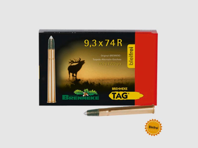 Brenneke 9,3x74 R 225GR TAG 20 Patronen