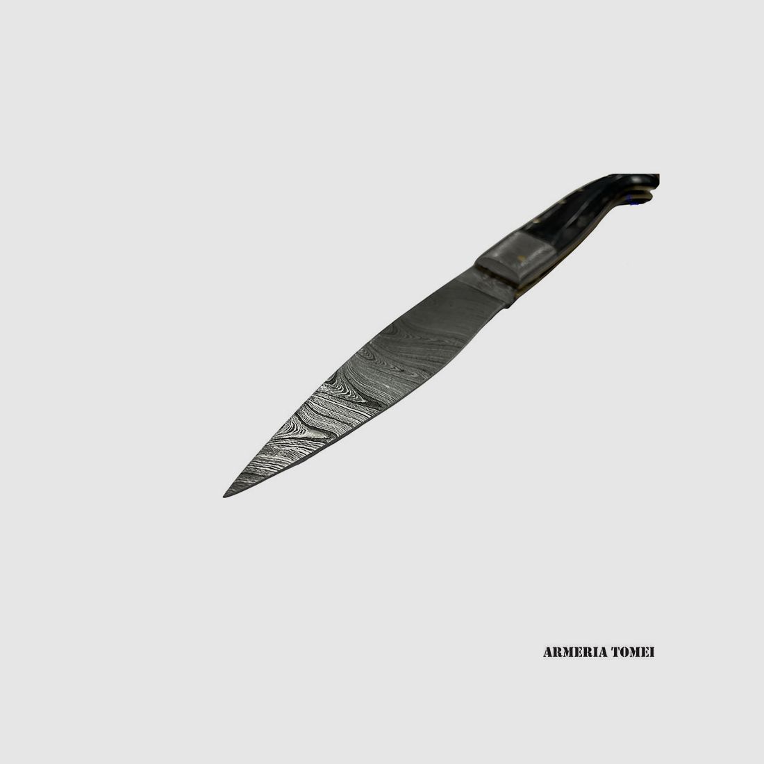 PATTADA MANICO CORNO NERO LAMA DAMASCO 10cm, immagine 2 di 3