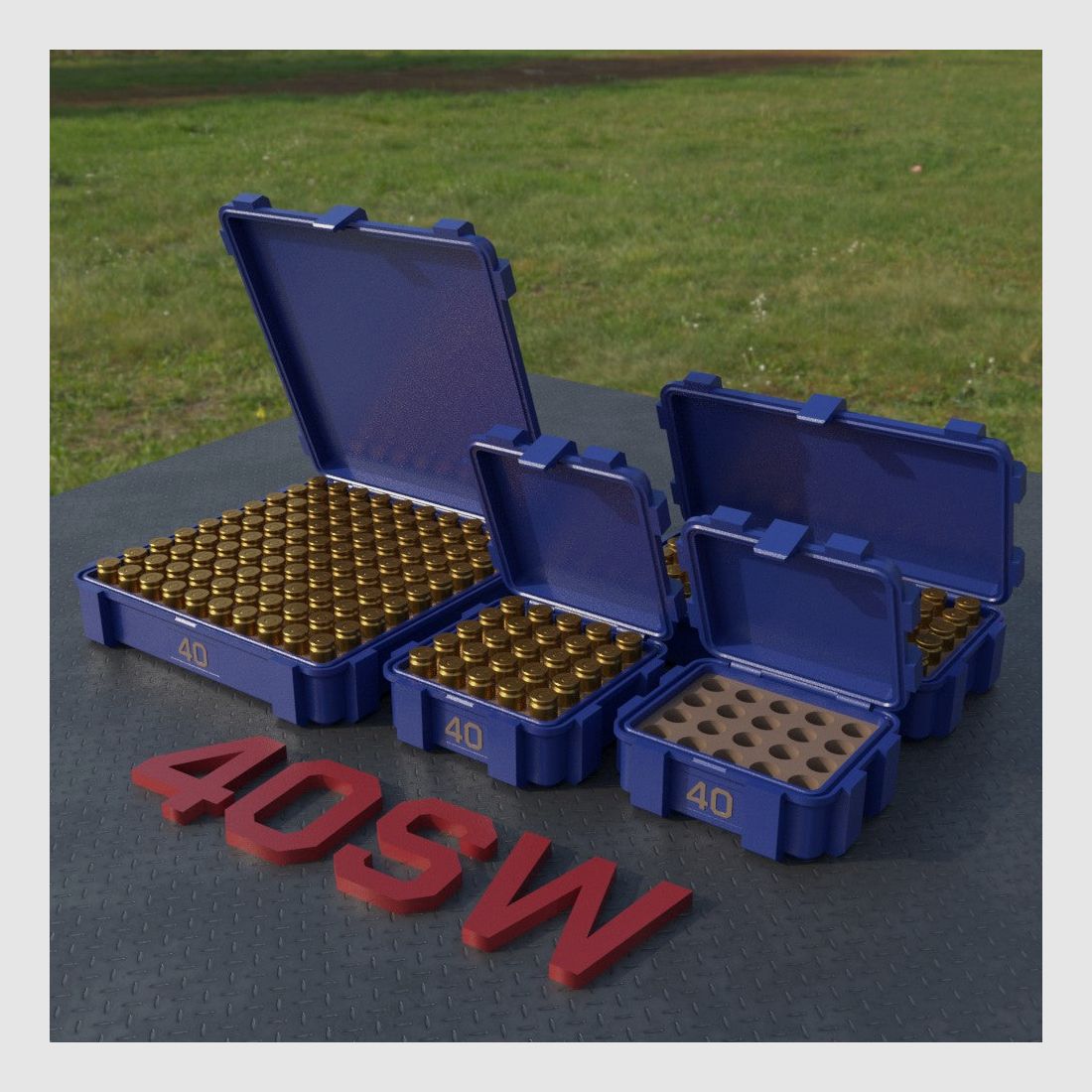 Boîte à munitions Filamelt / .40 S&W / 'couvercle rabattable' / boîte de cartouches, boîte à munitions