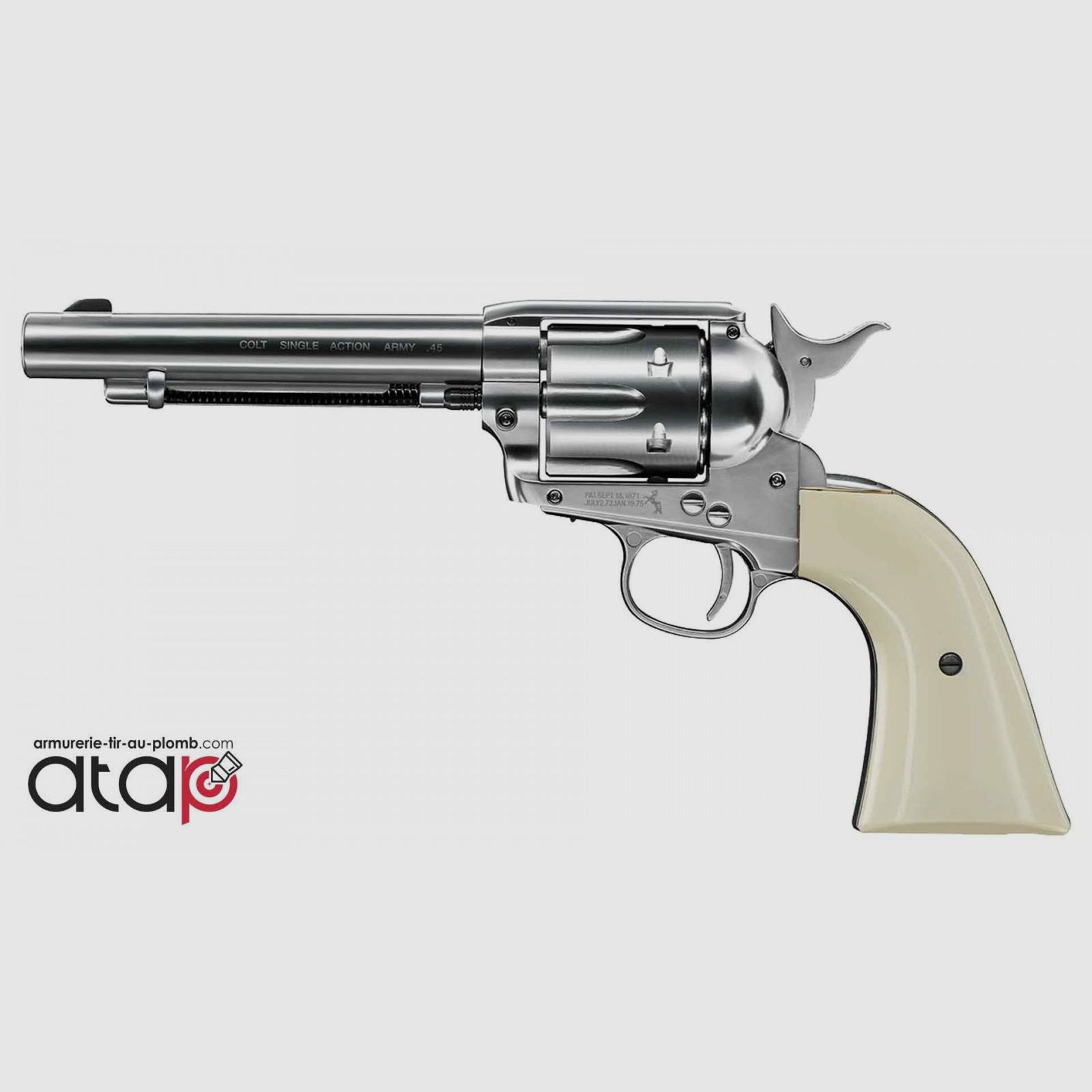 Revolver Colt SAA 45 A Palla In Acciaio Canne 5,5" Colore Nichel, immagine 2 di 3