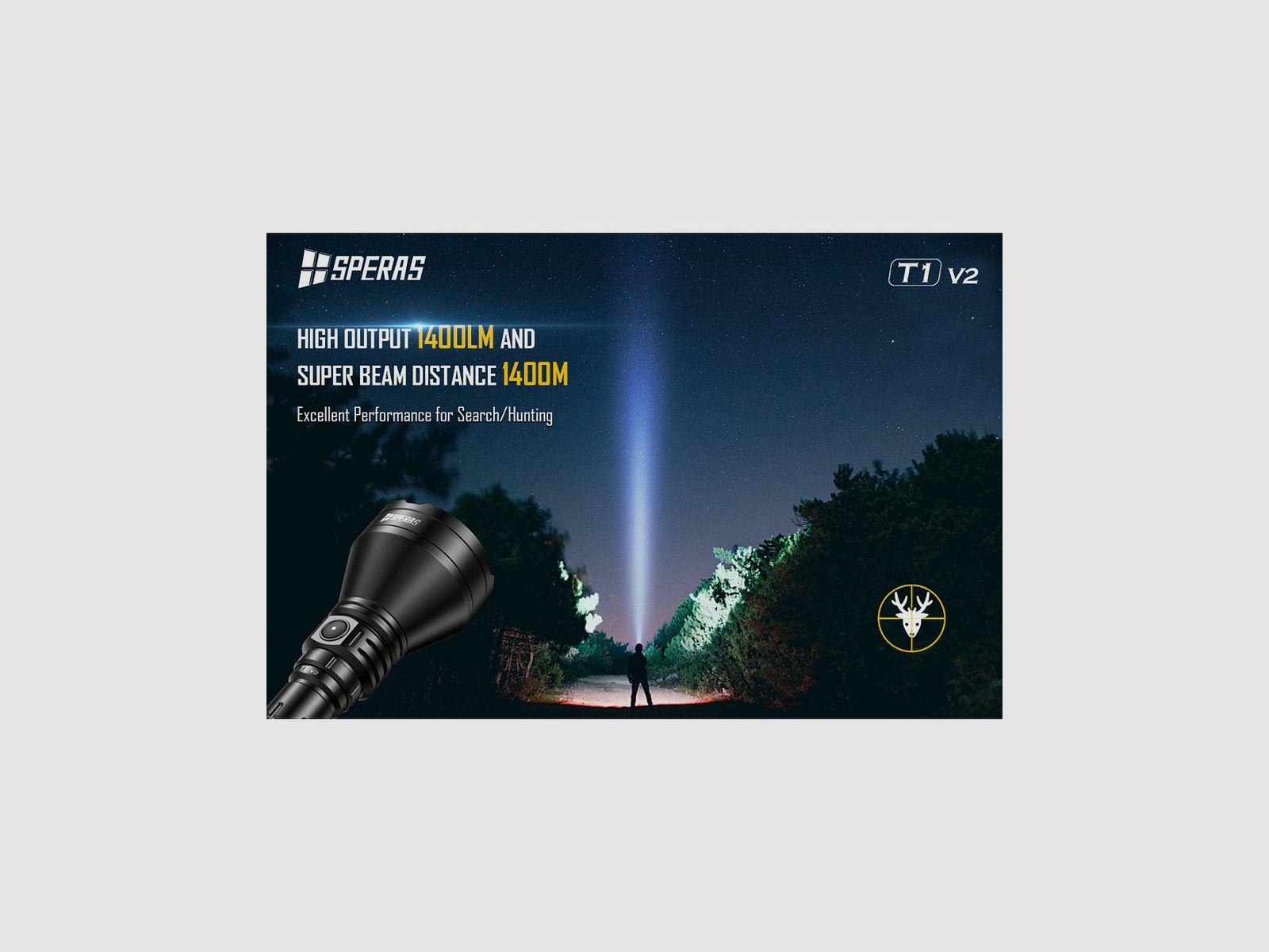 SPERAS TACTICAL TORCH RECHARGEABLE T1 V2 LONG RANGE 1400LM, image 6 of 11