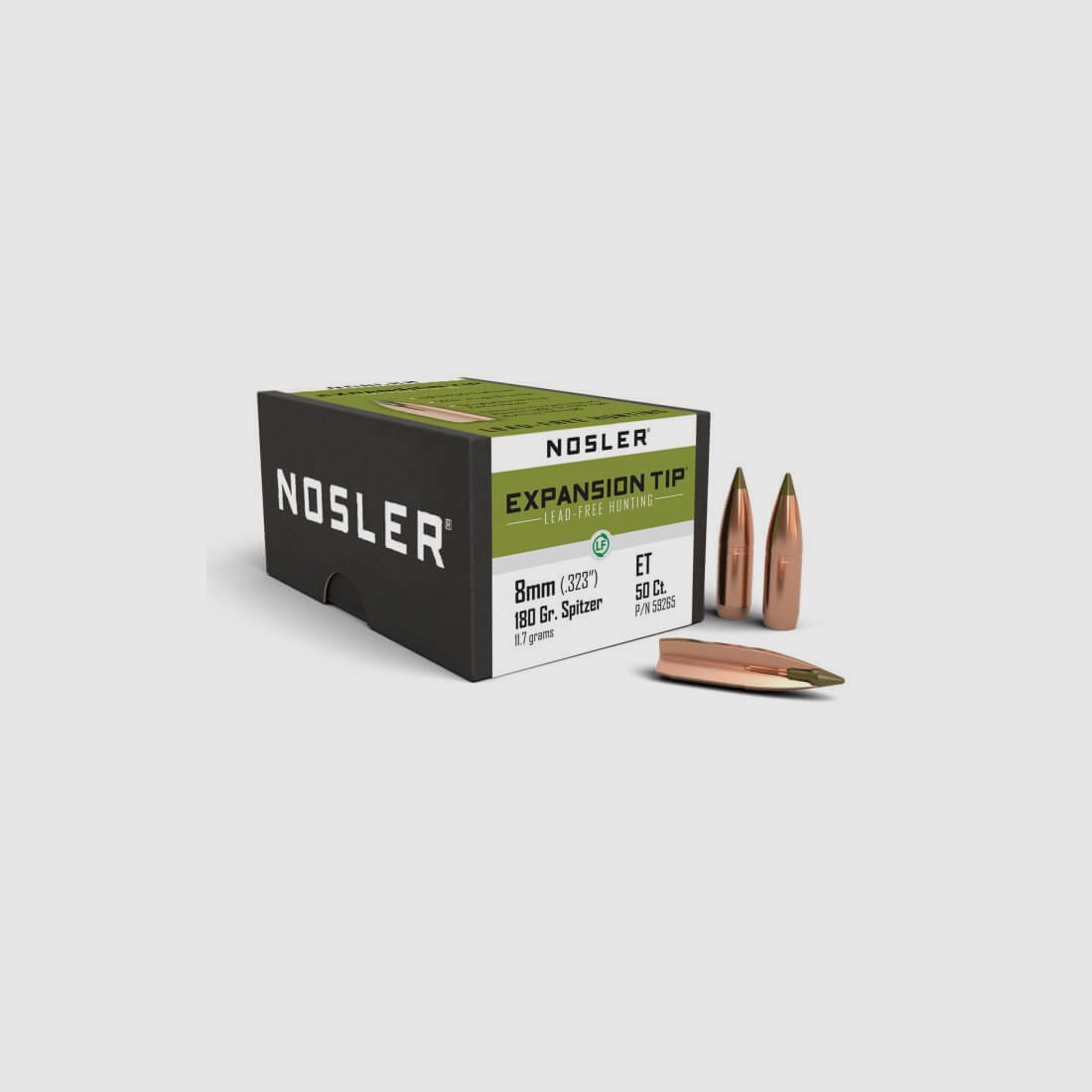 NOSLER E-TIP LEAD-FREE HUNTING BULLETS - 8mm - 180gr.