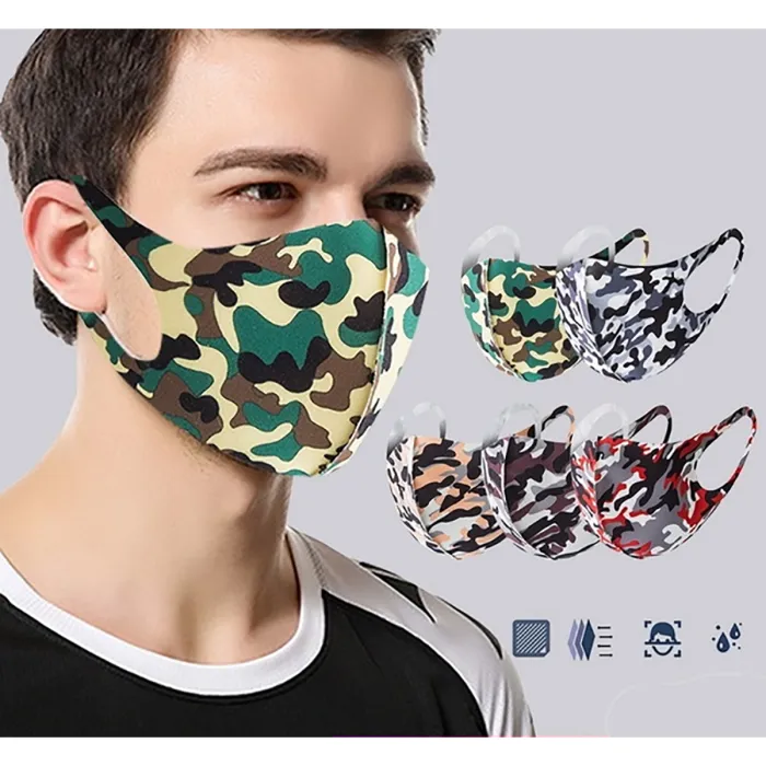 Copertura bocca-naso / Maschera comunitaria - Camouflage Verde - per lei e per lui, immagine 2 di 4
