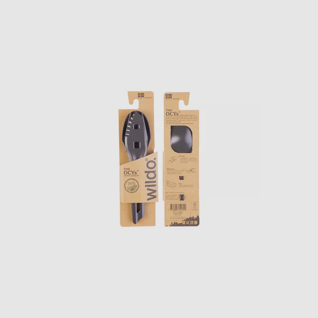 The Ocys™ (Outdoor Cutlery Set) Wildo® dark gray 3-piece.