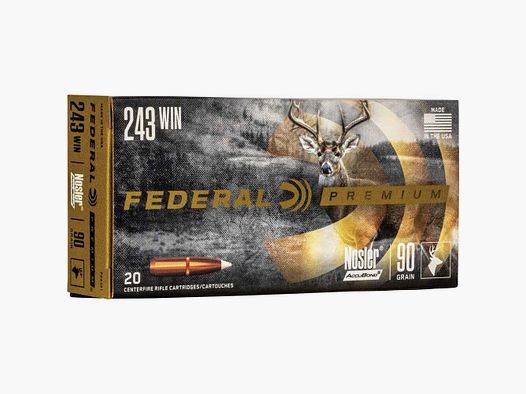 .243 Win. Premium Nosler Accubond 5,8g/90grs. Federal Munitie