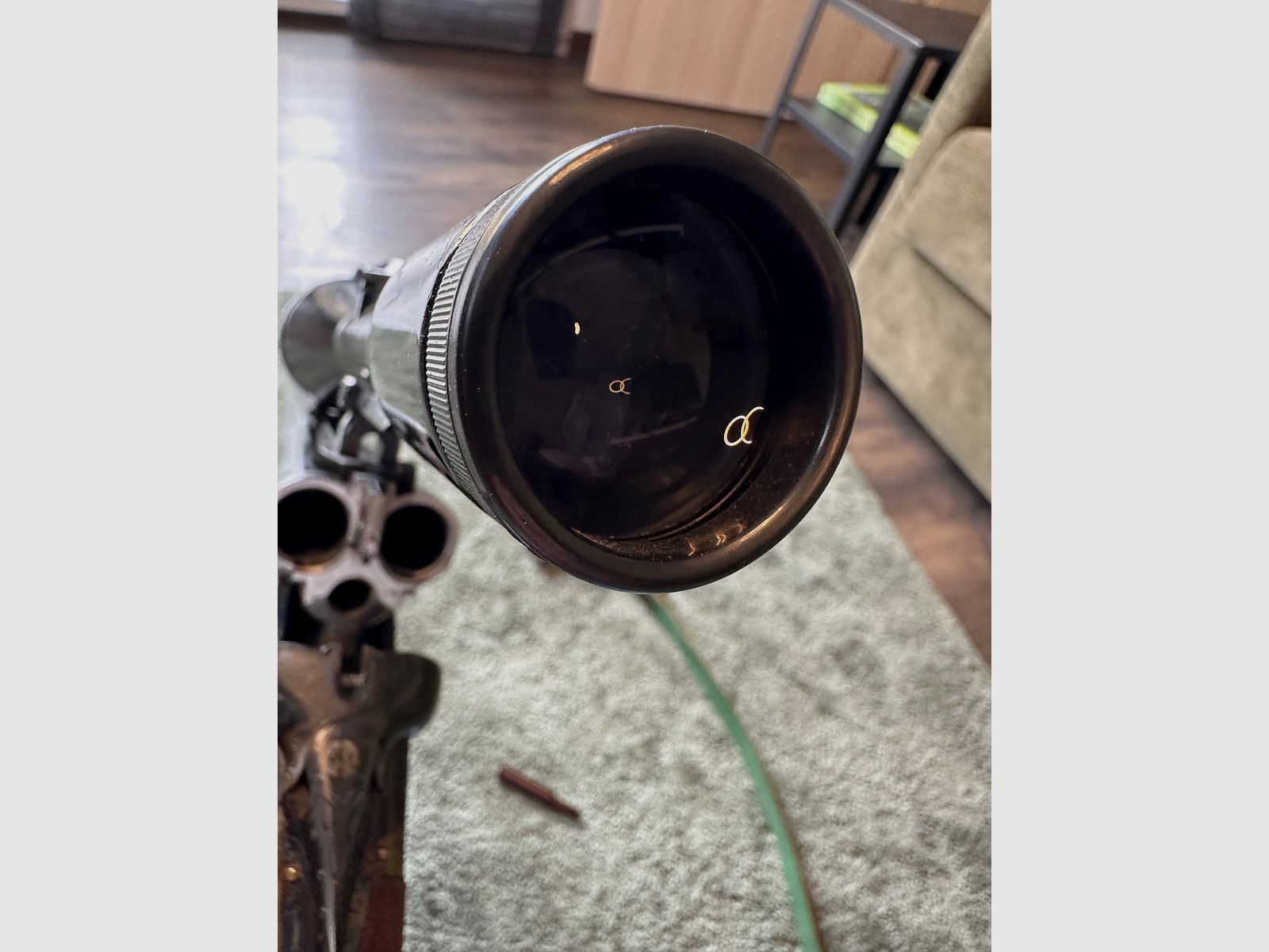 Suhler Jagdhütte Drilling – Kaliber 12/70 & 7x65R – neuwertig – mit Zeiss Diatal-Z 8x56  und dunkler Basküle