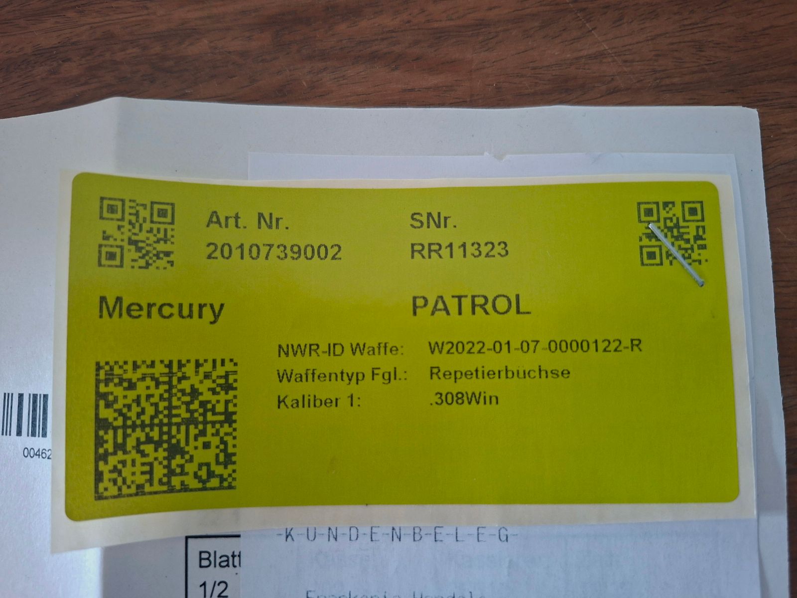 Sabatti Mercury Rover Patrol .308 Win