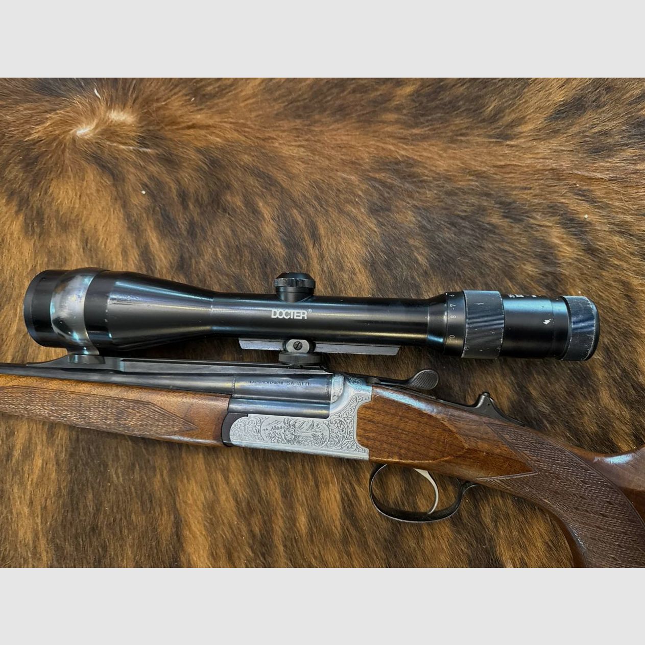 SABATTI SKL 98 DL Einzellader Kipplaufbüchse Kaliber 6,5x57R mit Zieloptik Docter 2,5-10x48, Absehen 4