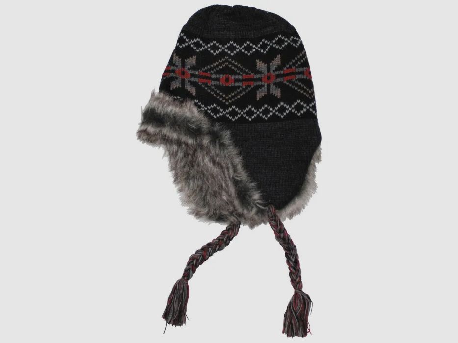 Mütze "Peru Puno", mit Fell, schwarz/grau