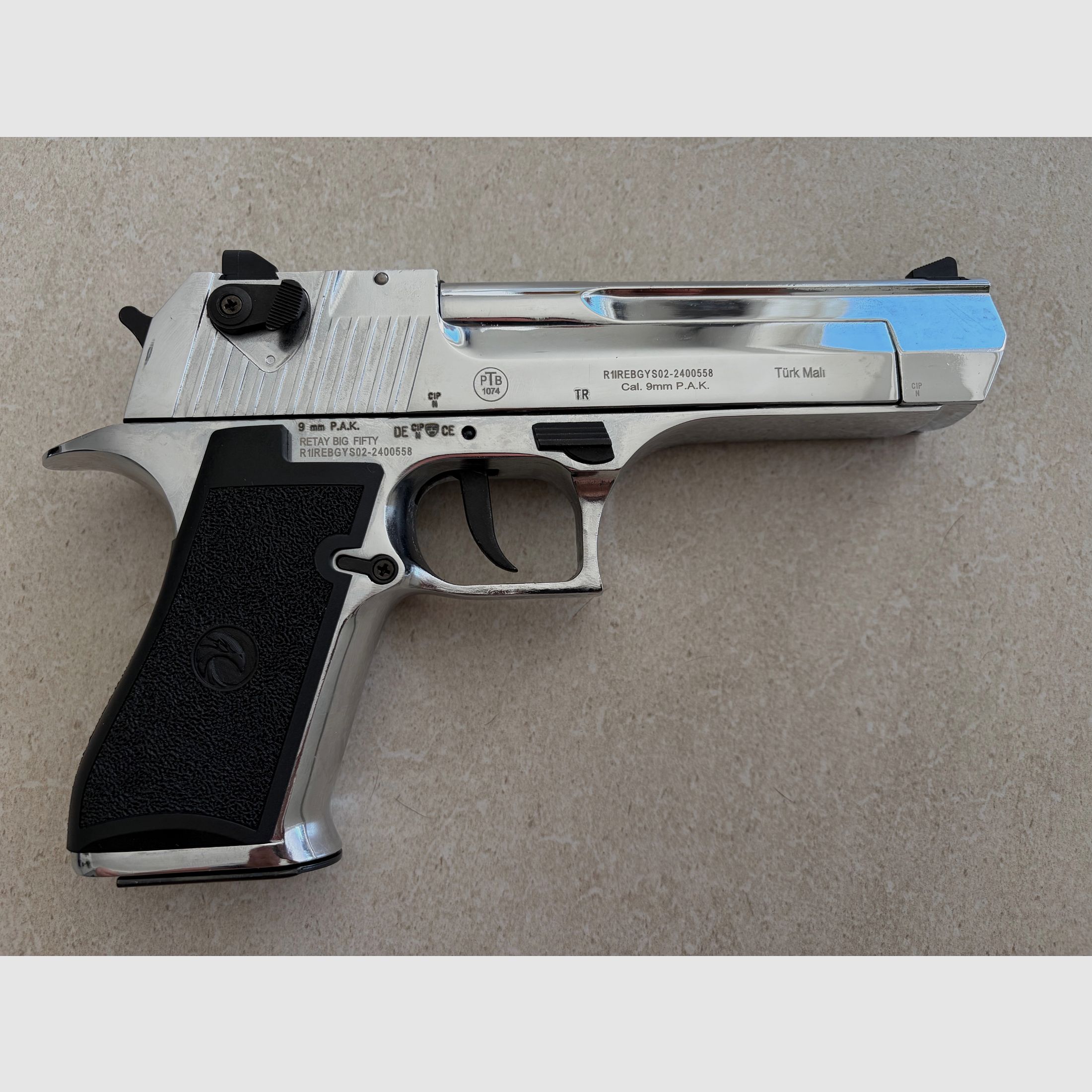Retay Big Fifty Chrome | Neu | 2 Magazine | OVP | 9 mm P.A.K. 