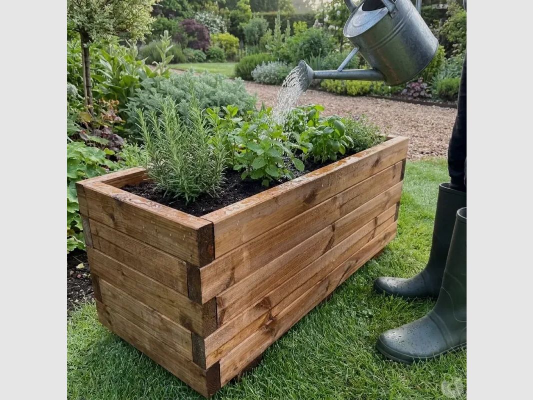 Rechteckige Blumenbox aus druckimprägniertem Holz 80x40xH33cm, Bild 1 von 12