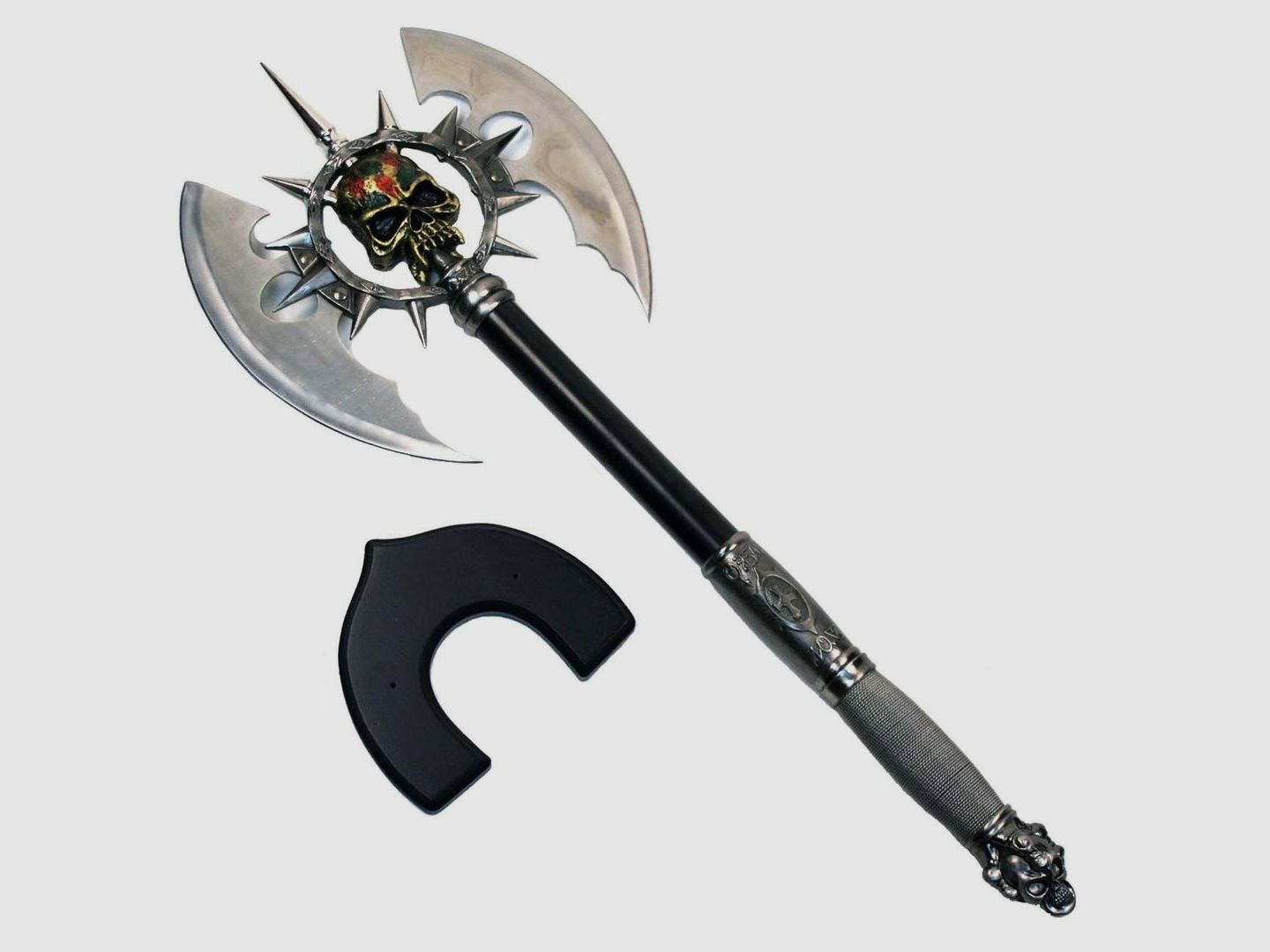 Fantasy Axt Totenkopf mit Wandhalter