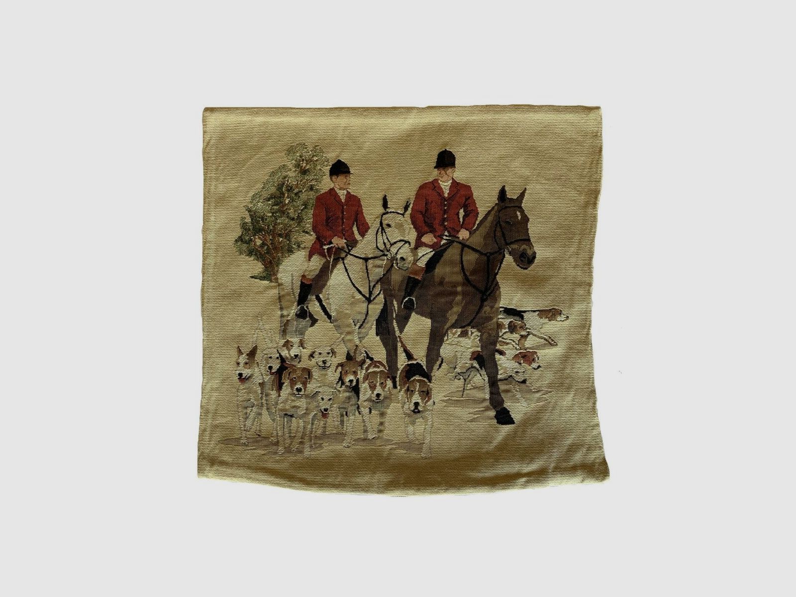 Lovergreen cushion motif cushion hunting scene with 2 horses