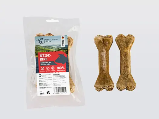 Beef chew bones with duck and apple - 2 pieces €3.99
