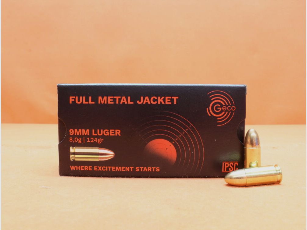 GECO cartridge GECO 9mmLuger 124grs FMJ (2318629) VE 50 cartridges (9mmPara/9x19)