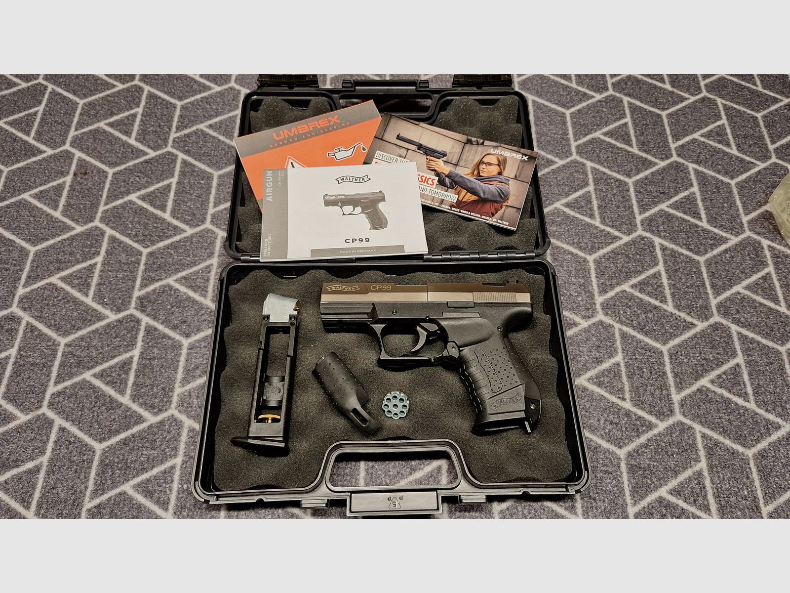 Walther CP99 Nickel 4,5 mm Diabolo pistola CO2 NUOVA!