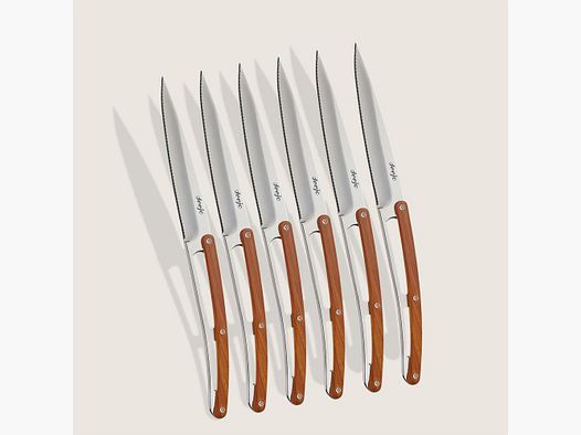 6 Deejo-Steakmessern Serrated, Olivenholz