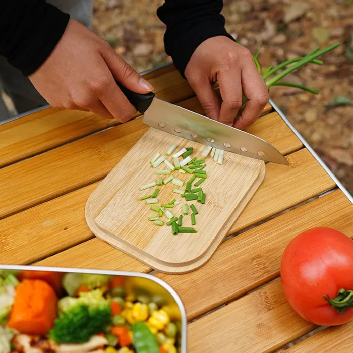 Edelstahl Lunch Box mit Schneidebrett aus Bambusholz, Bild 6 von 8