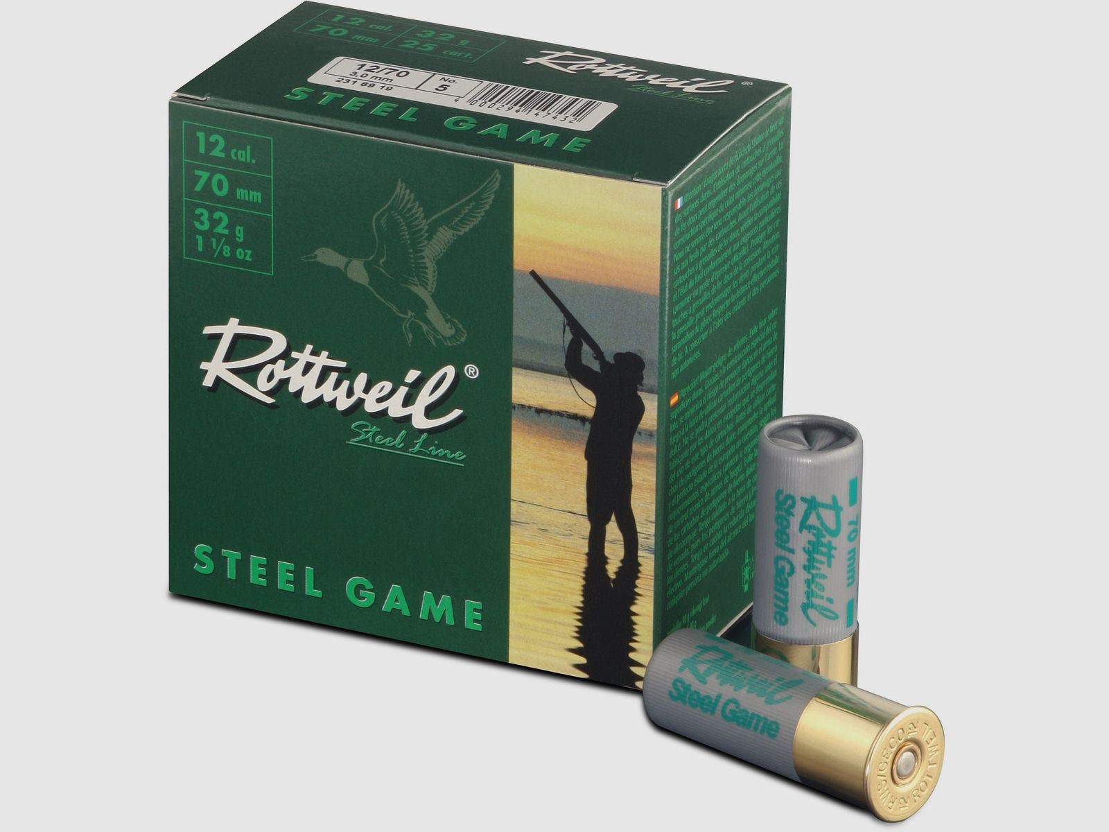 ROTTWEIL-Steel Game 12/70 3,25mm Plastik 25er Pack.